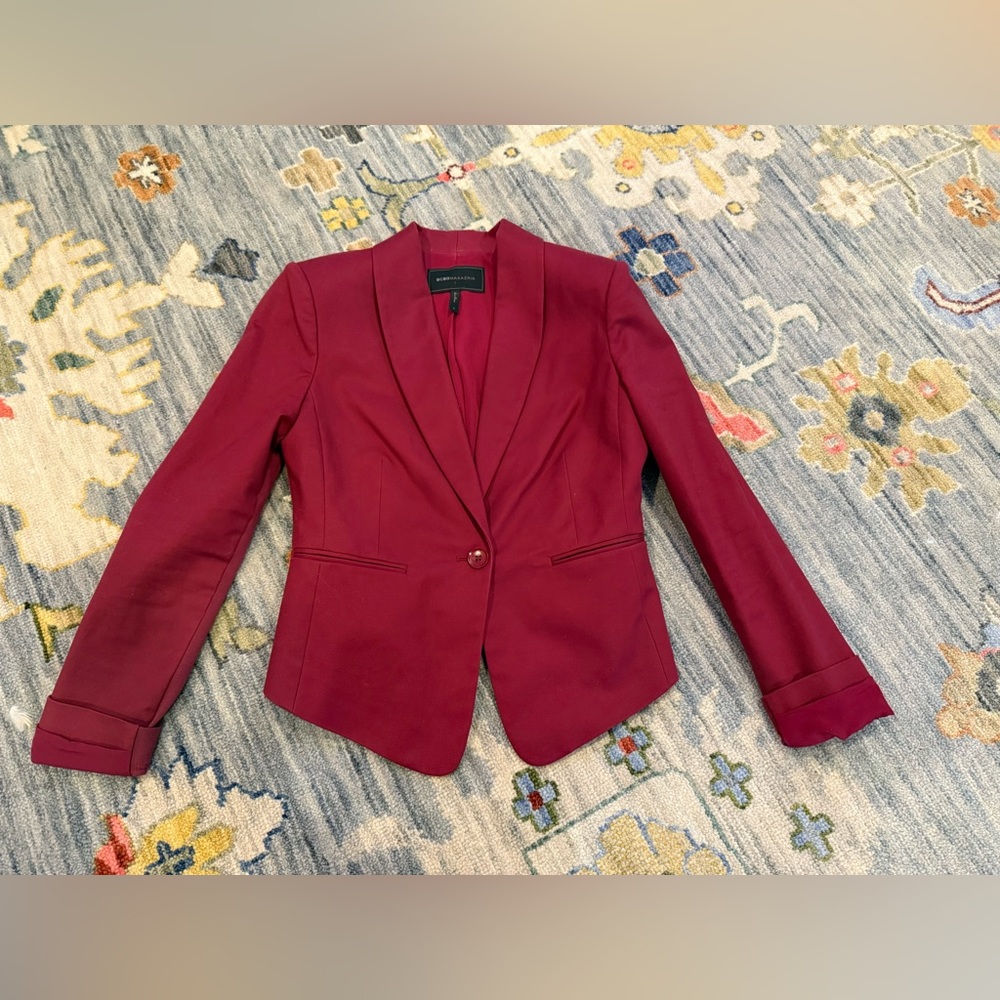 BCBGMAXAZRIA DARK RED STRUCTURED BLAZER Bowie Merlot size Small
